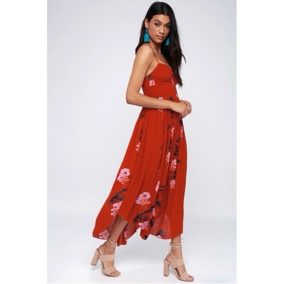FREE PEOPLE 🌹’Beau’ Floral Print Smocked Maxi Dress - Picture 6 of 16